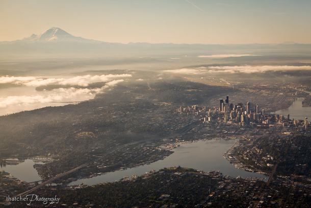 Seattle and Mt Rainier photo by Thatcher Kelley 