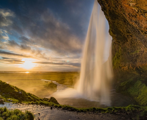 Seljalandsfoss waterfall in Iceland during sunset  - of interested more of my landscape at insta glacionaut
