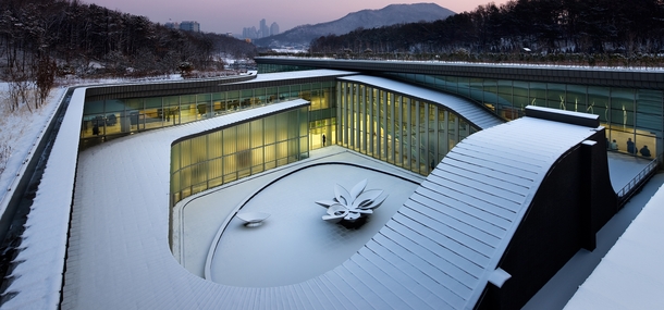 Seoul Memorial Park Crematorium covered in snow Seoul South Korea 