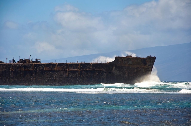 Sharks jagged reefs and spiky trees A generally inhospitable place At least I found this old shipwreck while I was exploring the island Lanai Hawaii OC x