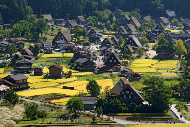 Shirakawa-go thatched house village in Japan 