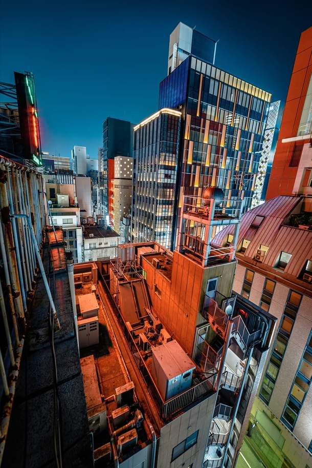 Shooting on the rooftop in GINZA TOKYO