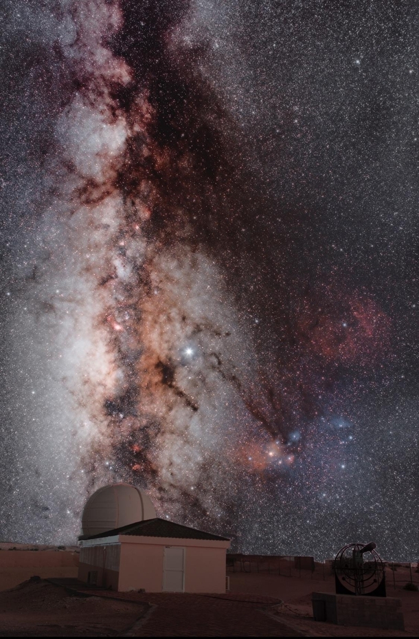 Since weather hasnt been astrophotography friendly I decided to practice merging two images into one Milky Way from  stacked image observatory  images stacked to reduce noise 