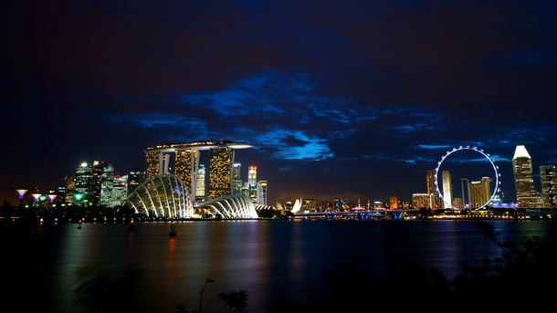 Singapore Bay Skyline at Night 