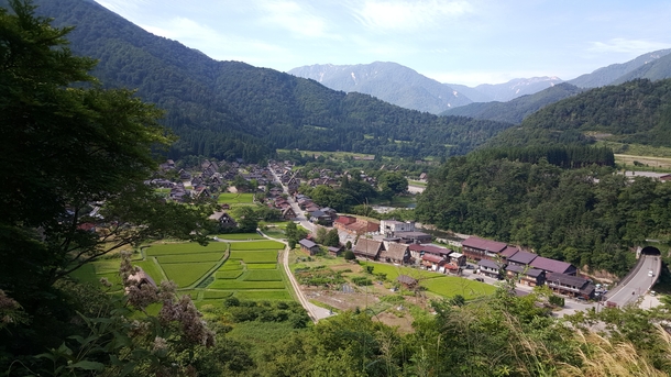 Small Village with mountains in Japan  Shirakawa-go 