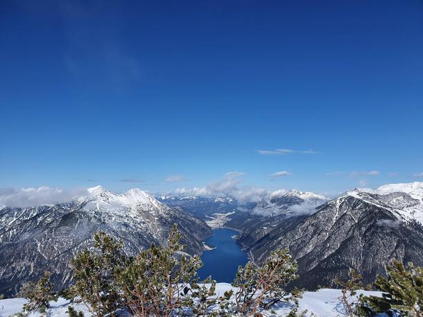 Snow capped mountains with a view of Achensee Austria  x 