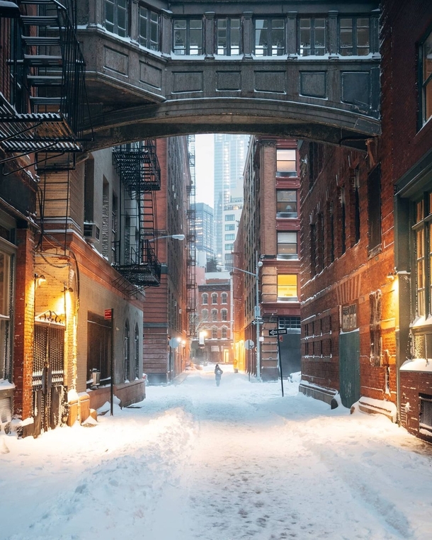 Snow on Staple Street Tribeca Lower Manhattan New York City