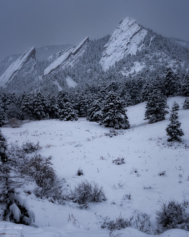 Snowy Flatirons Boulder Colorado 