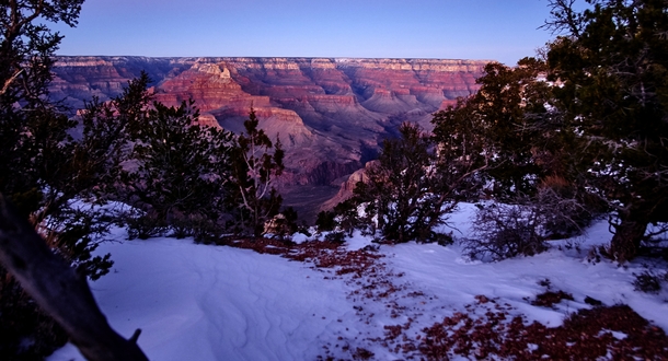 Snowy Grand Canyon Sunset Arizona USA 