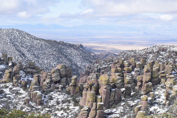 Snowy morning out amongst the Hoodoos Chiricahua National Monument Arizona 