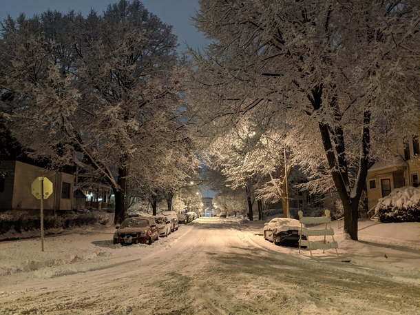 Snowy street in Milwaukees lower east side