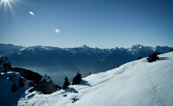 Snowy Switzerland mountains during winter 