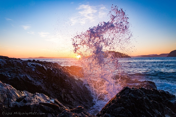 Splash Enjoying sunset at Deception Pass State Park WA with my girlfriend when she said You should get that shot Glad I did 