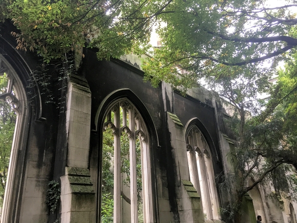 St Dunstan-in-the-East Church in the City of London destroyed by German bombs in World War II turned public garden