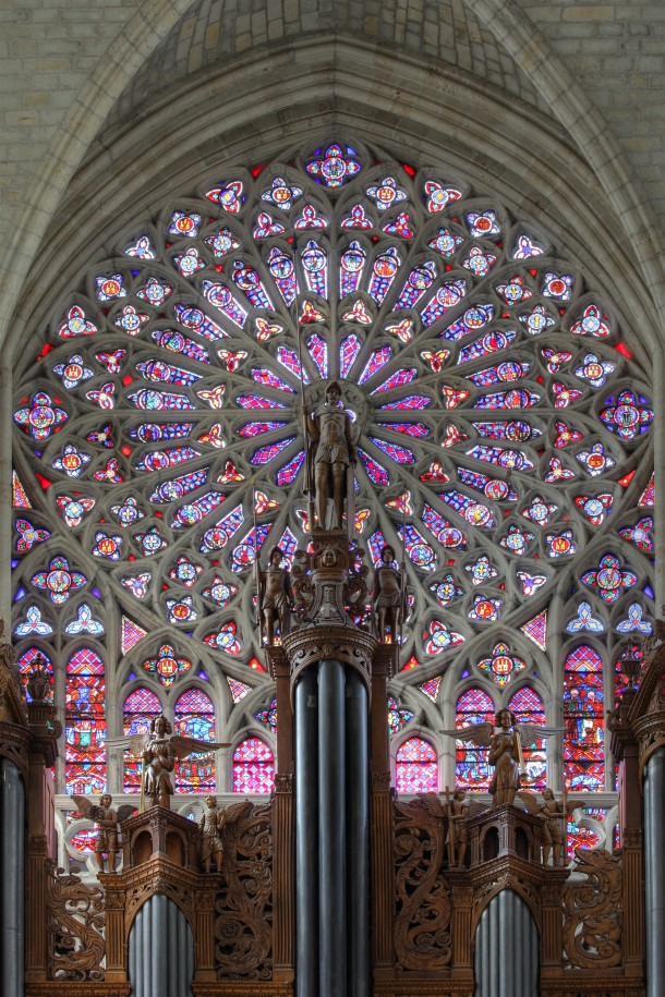 Stained glass in Tours Cathedral France 