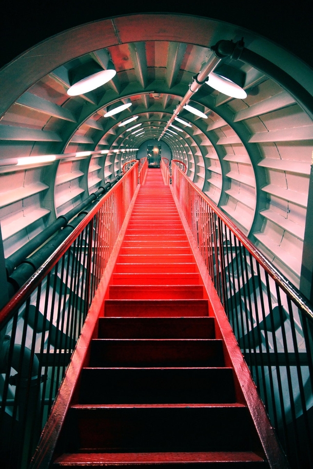 Stairs in the Atomium contructed in  for the Brussels Worlds Fair Belgium  x-post rcrazystairs