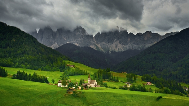 Storm over Dolomites Santa Maddalena Val di Funes Trentino-Alto Adige Italy by Jarrod Castaing 