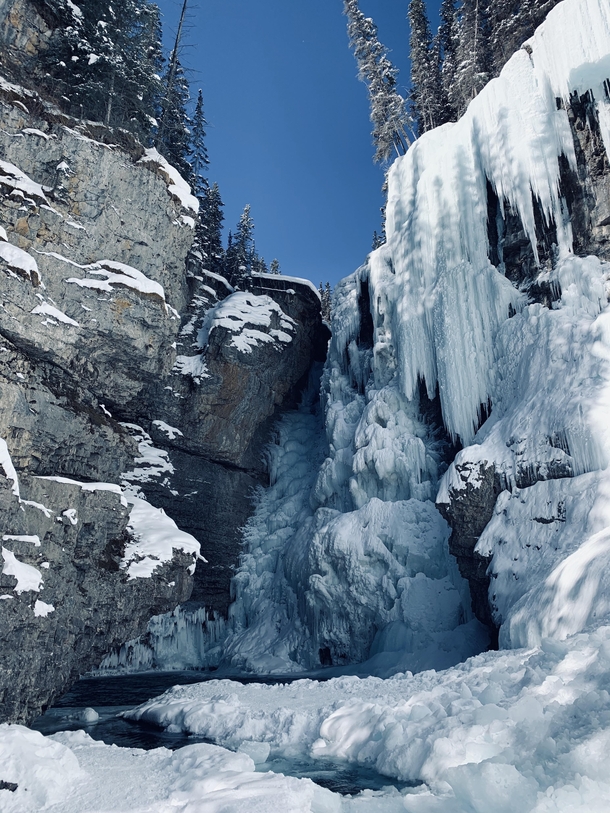Stumbled upon a frozen waterfall near Canmore Alberta 