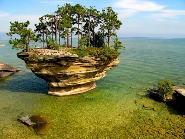 Stunning Turnip Rock Eroded by water over the course of thousands of years this free standing rock is located in Lake Huron - Port Austin Michigan Unknown photographer 