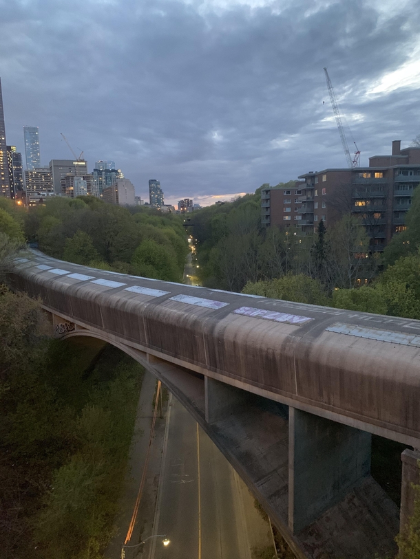 Subway tunnel over a road in Toronto