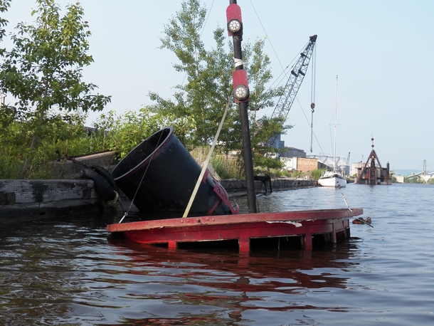 Sunken tugboat in the harbor of Duluth Minnesota 