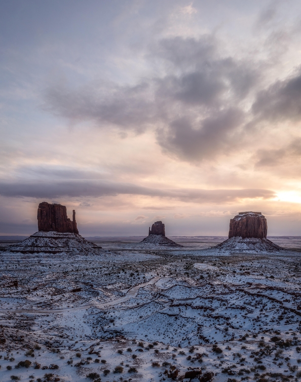 Sunrise at a Snow Covered Monument Valley  IG seanhew
