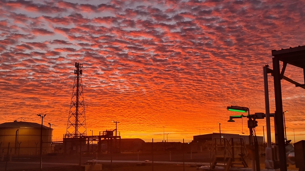 Sunrise from an LNG plant in the top end of Western Australia 