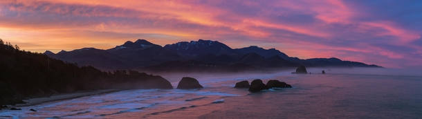 Sunrise over Cannon Beach OR from Ecola State Park in March  Insta AronLorenzPhoto  K Panorama