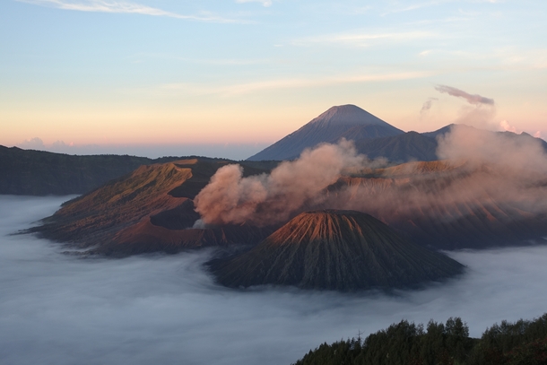 Sunrise overlooking Mt Bromo East Java Indonesia 