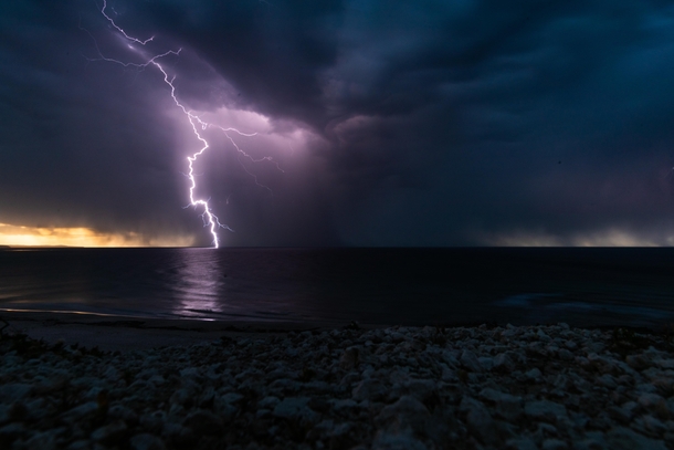 Sunset and Lightning Maslins Beach South Australia 