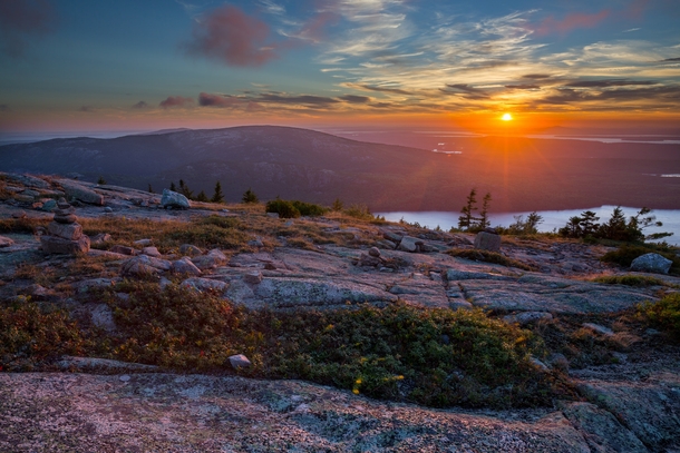 Sunset at Cadillac Mountain Acadia National Park - Maine USA 
