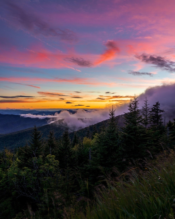 Sunset at Clingmans Dome in Great Smokey Mountains National Park 