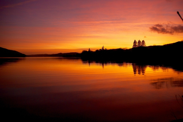 Sunset at Coniston Lake District UK 