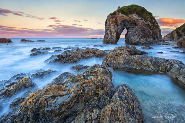 Sunset at the amazing Horsehead Rock in Bermagui NSW Australia 