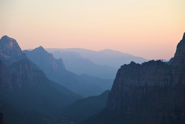 Sunset from Angels Landing in Zion National Park Utah 