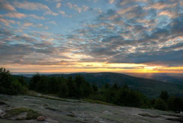 Sunset from the top of Cadillac Mountain in Acadia National Park - 