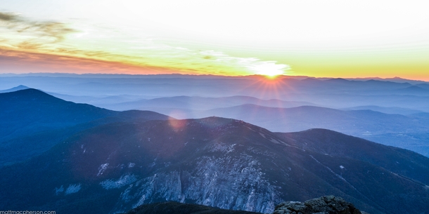Sunset from the top of Mount Lincoln in New Hampshire 