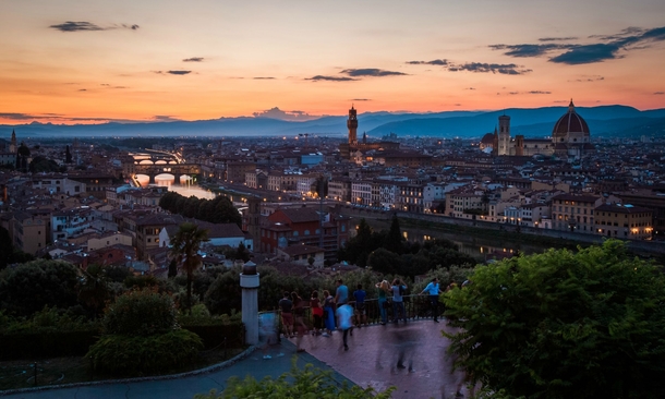 Sunset in Florence Italy from Piazzale Michelangelo 