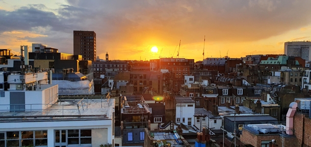 Sunset in London across Soho ITAP