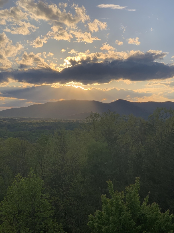 Sunset in the mountains in Helen Georgia 