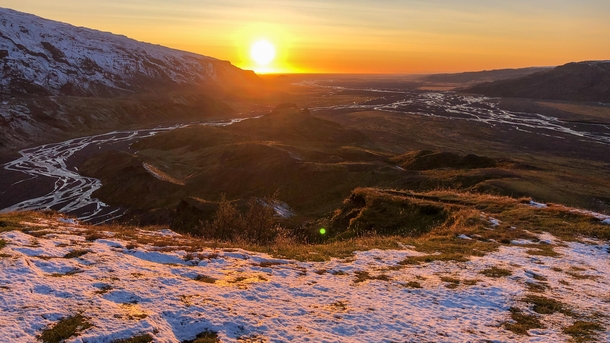 Sunset in Thorsmork Iceland - Eyjafjallajkull volcano on the left  IG zbigniewwuu