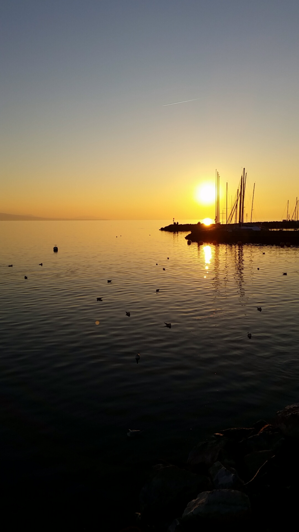 Sunset Lake Geneva Switzerland 