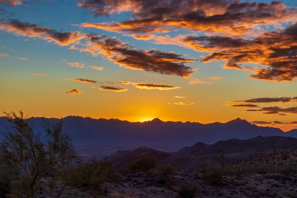 Sunset over Estrella mountains near Phoenix Arizona 