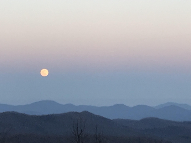 Super Moon over the mountains Near Asheville NC off the Blue Ride Pkwy