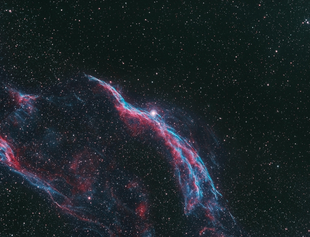 Supernova remnant Veil nebula hrs of HOO processed in pixinsight