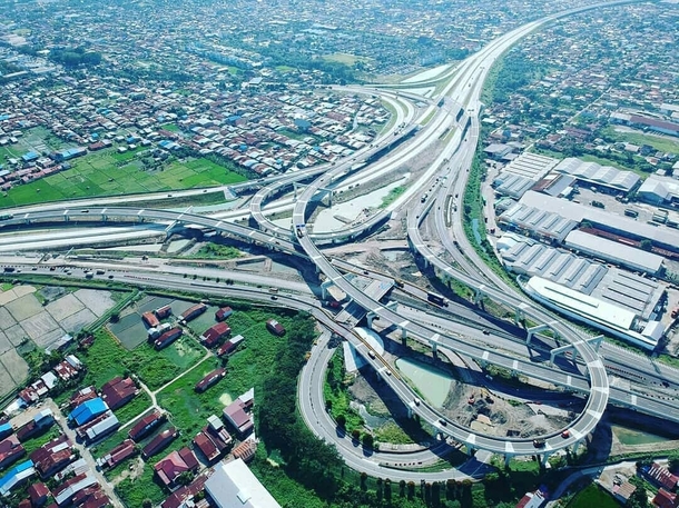 Tanjung Mulia interchange North Sumatera Indonesia This interchange is a part of  KM Trans Sumatera Toll Road Megaprojects which cost  billion start in  the whole project is plan to finish in 