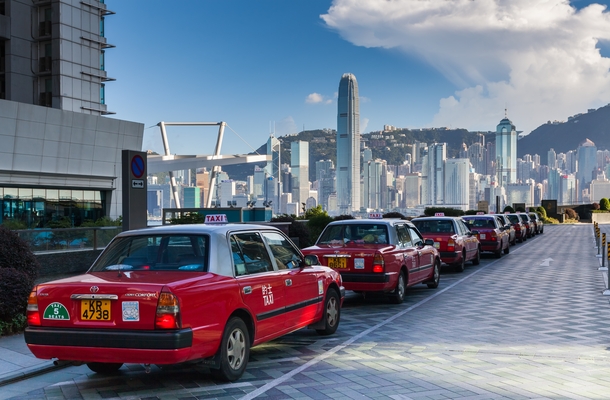 Taxicabs at Kowloon Waterfront - Hong Kong 