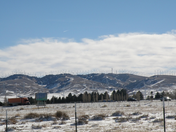 Tehachapi Pass wind farm with a dusting of snow 