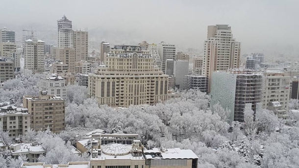 Tehran Iran covered in Snow 