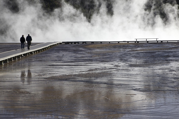 Terracing the less prismatic approach to the Grand Prismatic Spring Yellowstone 